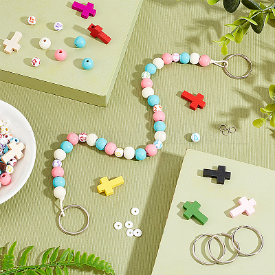 Набор для самостоятельного изготовления браслета-брелка в виде креста для кошелька и ключа от машины DIY-AR0002-73-1