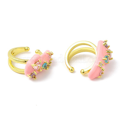 Разноцветные треугольные серьги-манжеты из кубического циркония с эмалью EJEW-G348-01G-1