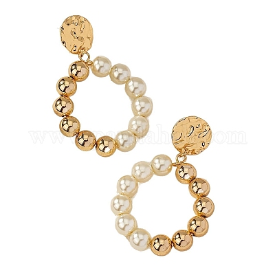 Серьги-гвоздики с круглыми бусинами из сплава и пластика с жемчугом FS-WG641A5-01-1