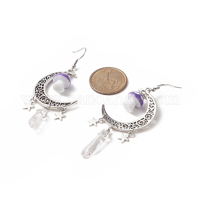 Серьги из сплава луна со звездой EJEW-JE05224-1