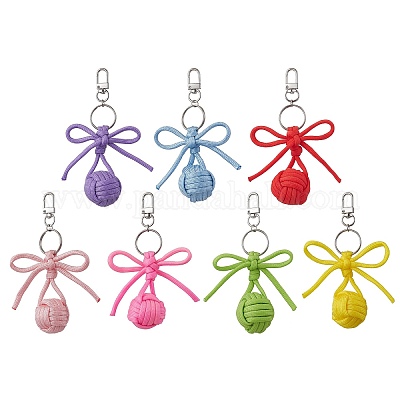 7 шт. брелок-шар из сплава полиэстера и спандекса с бантом KEYC-JKC01169-1