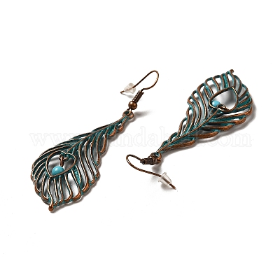 3 пара 3 стильных пончиков и плоских круглых серег из сплава с перьями EJEW-G330-06R-1