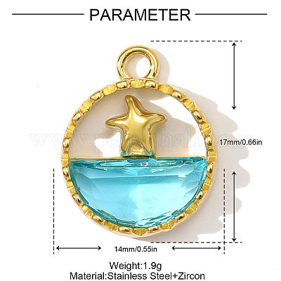 Подвески из нержавеющей стали 304 с фианитами STAS-OY005-49G-1