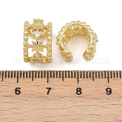 Латунные кольца из манжеты с прозрачным цирконием EJEW-C159-01G-1