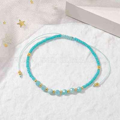 Регулируемые браслеты из плетеных бусин из натурального амазонита и семян BJEW-JB10181-06-1