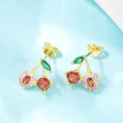 925 стерлинговый серебристый микропроволочный кубический серьги из циркония EJEW-G440-01G-1