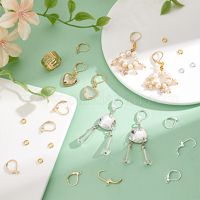 Фурнитура для сережек с застежкой-молнией из латуни с соединительными кольцами и латунными кольцами DIY-PH0023-17-1