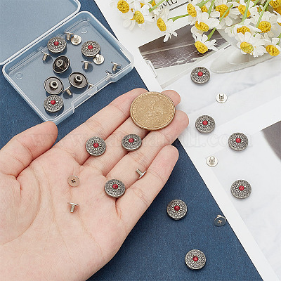 15 шт. 1-отверстийные пуговицы из сплава и пластика BUTT-HY0001-11C-1