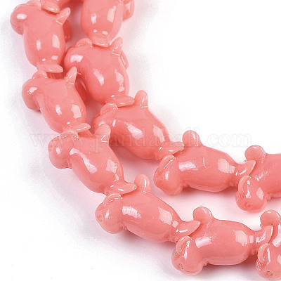 Нити резных бусин синтетического коралла CORA-K009-03-1