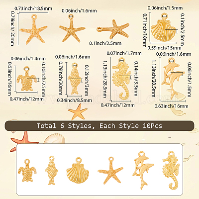 60шт 6 стиля наборы подвесок из сплава на морскую тематику FIND-SC0016-91-1