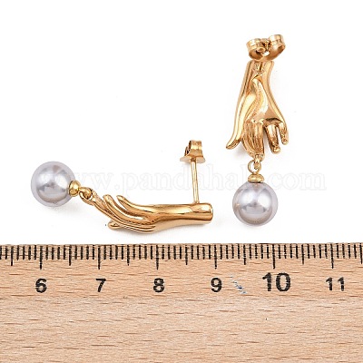 Серьги-гвоздики из хирургической нержавеющей стали 316 с круглыми пальцами EJEW-C160-08G-1