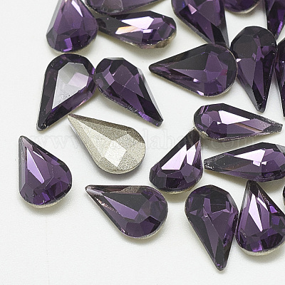 Заостренные заднее стекло горный хрусталь кабошоны RGLA-T082-6x10mm-16-1