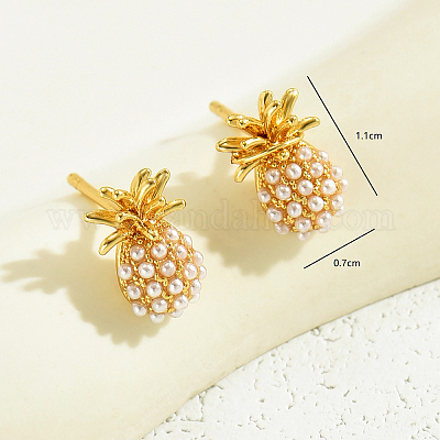 Элегантные латунные серьги-гвоздики в форме ананаса DF3598-1