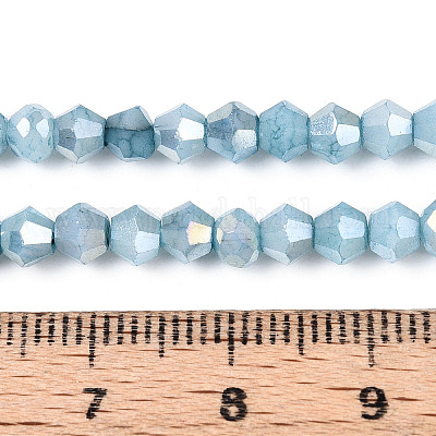 Граненые гальванические непрозрачные стеклянные бусины GLAA-T025-4mm-09G-1