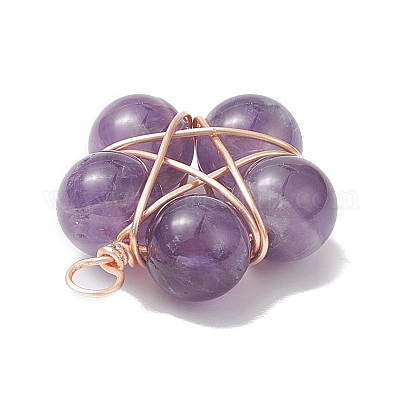 Подвески из латунной проволоки с натуральными драгоценными камнями PALLOY-TA00033-01-1