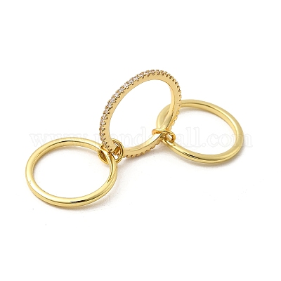 Латунные микро проложить пальцев кольца кубического циркония RJEW-P166-01B-G-1