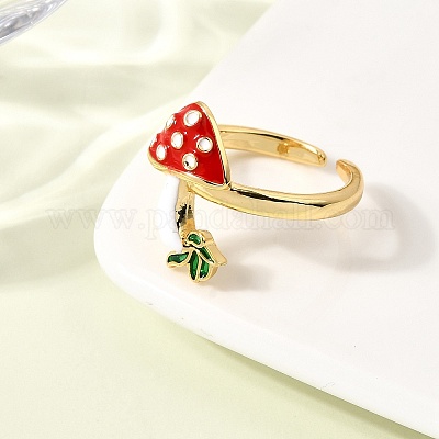 Латунные эмалевые регулируемые открытые манжеты для женщин RJEW-I111-10G-01-1