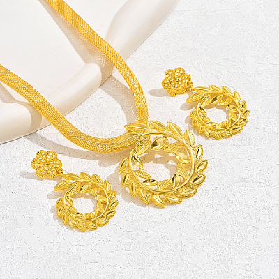 Комплект ювелирных изделий из алюминиевого сплава с листовой веткой VN1366-1