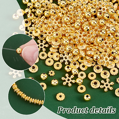 300 шт. 6 стиля латунных и сплавных бусин-разделителей FIND-PH0019-90-1