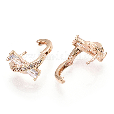 Серьги-кольца из латуни с микропаве из кубического циркония EJEW-P238-09KCG-1