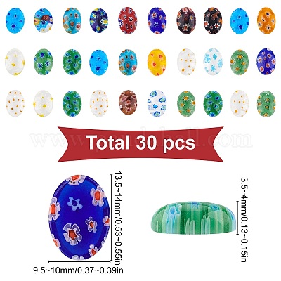 30 шт. кабошоны ручной работы в технике миллефиори-лэмпворк LAMP-SC0001-12-1