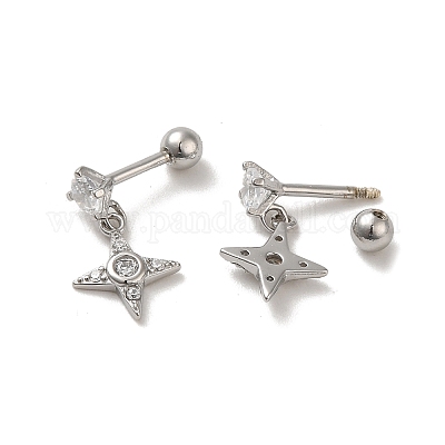 925 женская серьга из стерлингового серебра с микропаве из циркония EJEW-E307-07P-1