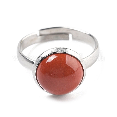 Полукруглые перстни из натуральной красной яшмы RJEW-M062-01P-41-1