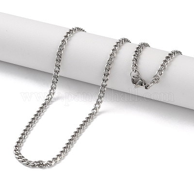Ожерелья из кубинской цепи из нержавеющей стали 304 для мужчин NJEW-B117-01C-P-1
