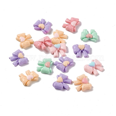 Кабошоны из непрозрачной смолы с бантом RESI-G041-C01-1