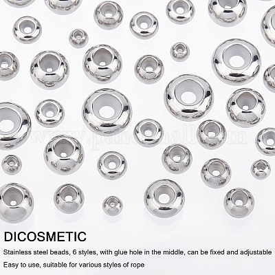 60 шт. 6 бусины из нержавеющей стали 201 STAS-DC0004-89-1
