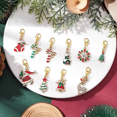 10 шт. рождественские украшения из эмалевого сплава HJEW-JM03681-1