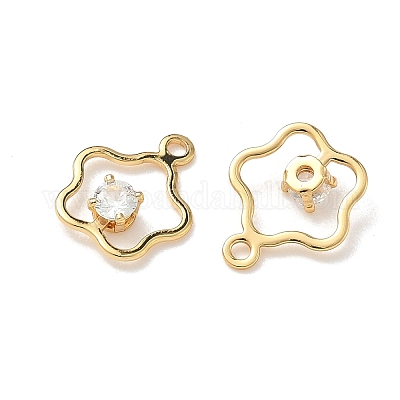 Латунные микро проложить кубического циркония цветок подвески KK-Z136-03G-1