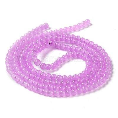 Выпечки окрашены имитация нефрита стекловолокна круглый шарик DGLA-Q021-4mm-44-1