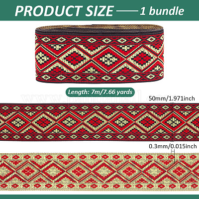 7 м ленты из полиэстера с вышивкой в этническом стиле OCOR-WH0020-17-1