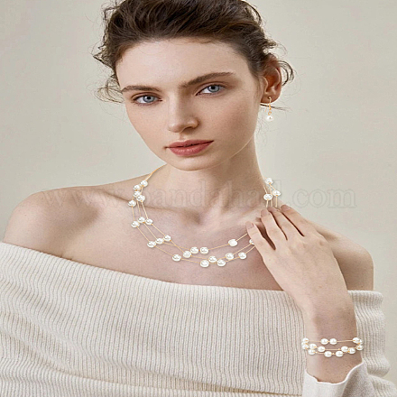 Пластиковые серьги-гвоздики с искусственным жемчугом&nbsp;SJEW-LP0001-94-1