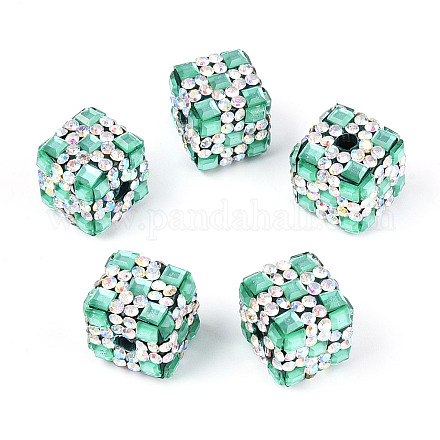 Бусины из полимерной глины со стразами и квадратным акрилом CLAY-T022-03F-1