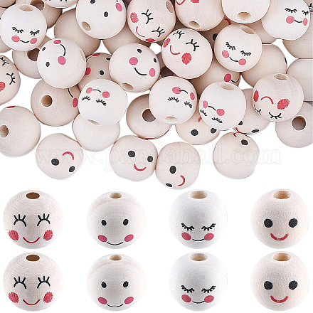 100 шт. 4 стиля деревянных европейских бусин WOOD-GF0002-25-1