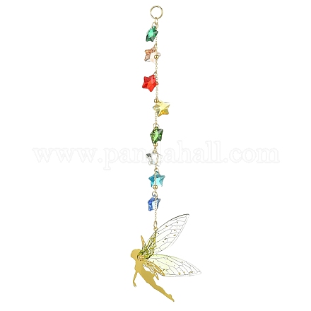 Подвеска-фея из латуни и прозрачной эпоксидной смолы HJEW-JM02635-01-1