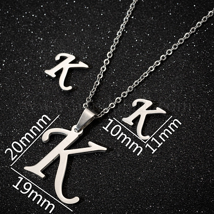 201 комплект из ожерелий и серег-гвоздиков из нержавеющей стали WG00841-15-1