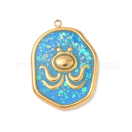 Подвески из нержавеющей стали 304 из эпоксидной смолы с натуральными ракушками и пайетками внутри STAS-L026-17G-K03-1