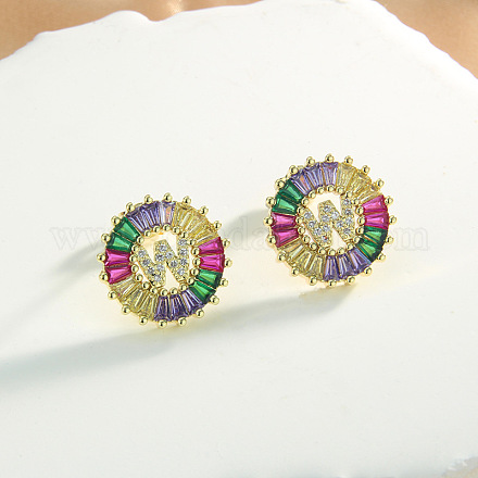 Серьги-гвоздики из латуни с разноцветными кубическими цирконами WG39B88-23-1