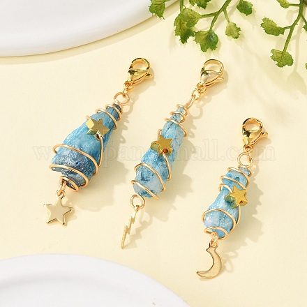 Подвесные украшения из гальванизированного натурального кварцевого кристалла в виде проволоки HJEW-JM03127-02-1