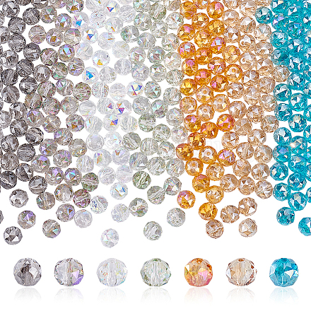 280 шт. 7 цвета гальванические прозрачные стеклянные бусины EGLA-GA0001-44-1