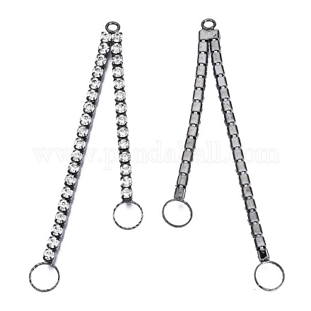 Цепочка из латуни с гальваническим покрытием и кристаллами и стразами с кольцом KK-N216-423-03B-1