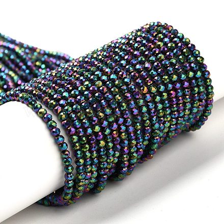 Стеклянные бусины с гальваническим покрытием  GLAA-H021-01B-FP14-1