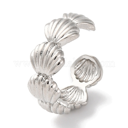 Кольца-манжеты из латуни с покрытием в форме ракушки для женщин RJEW-S242-04P-1