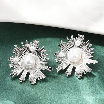 Серьги-гвоздики из латуни из АБС-пластика с искусственным жемчугом EJEW-M082-06P-1