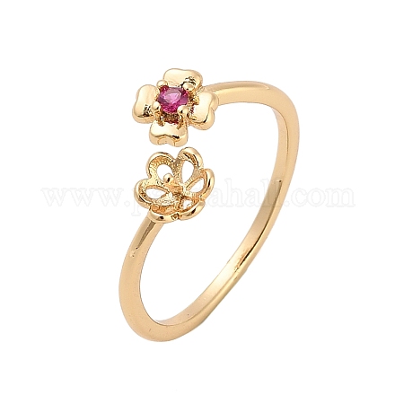 Оправа для колец с цветочным узором из латуни с микропаве из кубических цирконий KK-NH0009-01G-1