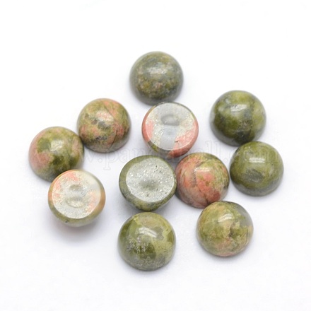 Природные кабошонов Unakite X-G-P393-R31-6mm-1