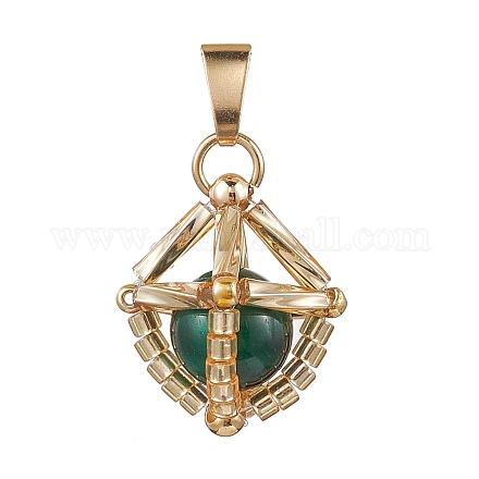 Подвески из натурального тигрового глаза (окрашенного и нагретого) и стеклянных бусин ручной работы PALLOY-MZ00470-03-1